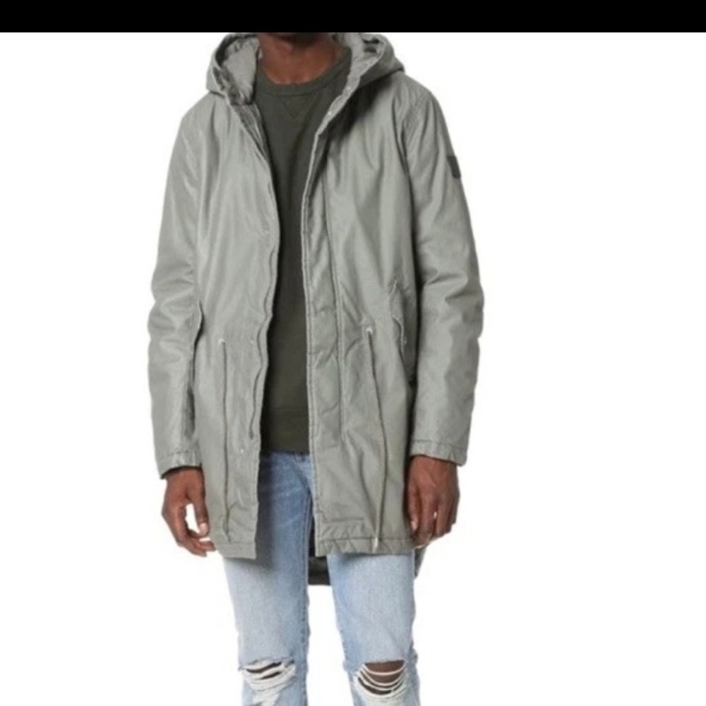 Cheap Monday Stockholm Hooded Parka Jacket Sage Green Quilted Lining Medium